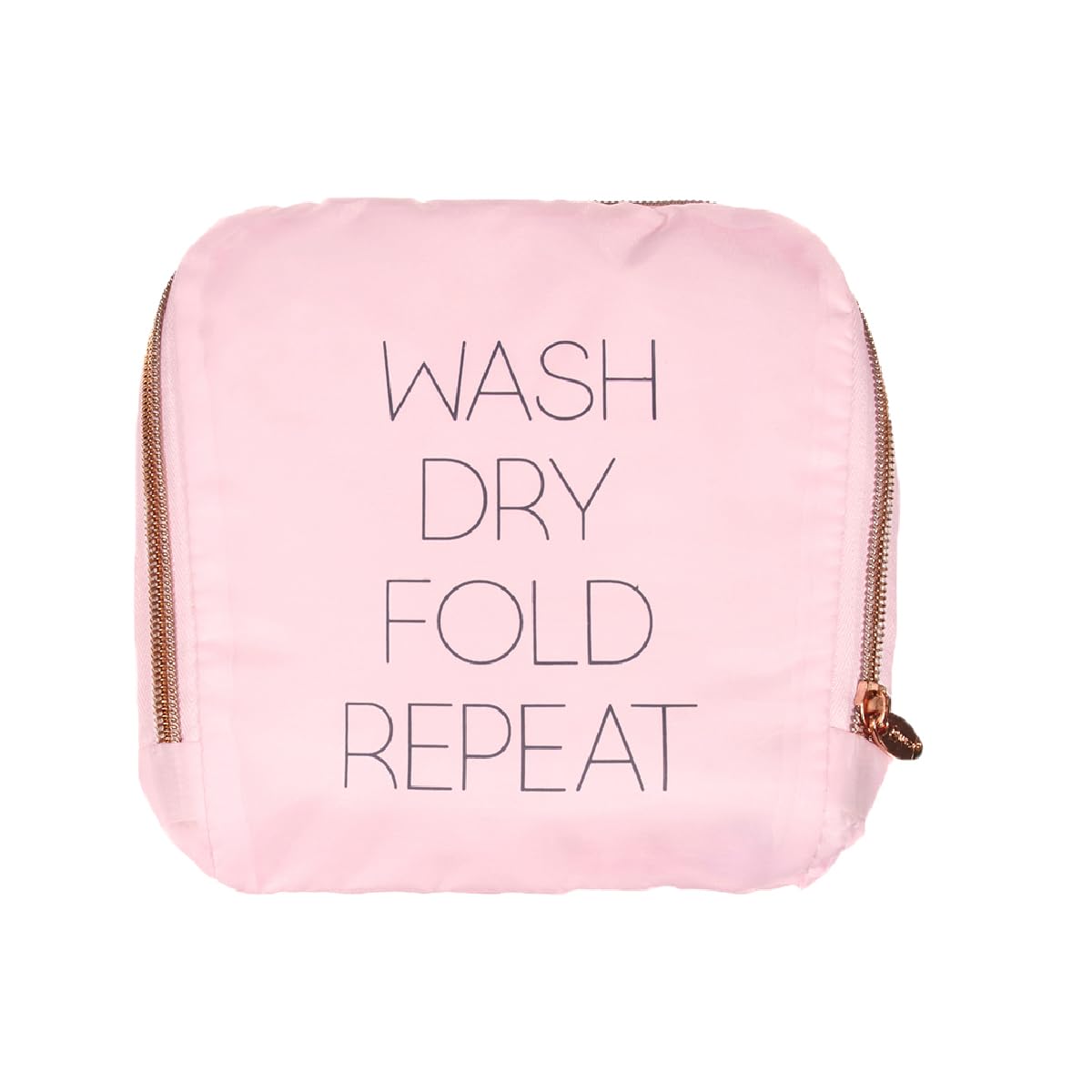 Miamica M31267 Travel Laundry Bag, Wash, Dry, Fold, Repeat, Pink, One Size, Travel Laundry Bag, Wash, Dry, Fold, Repeat