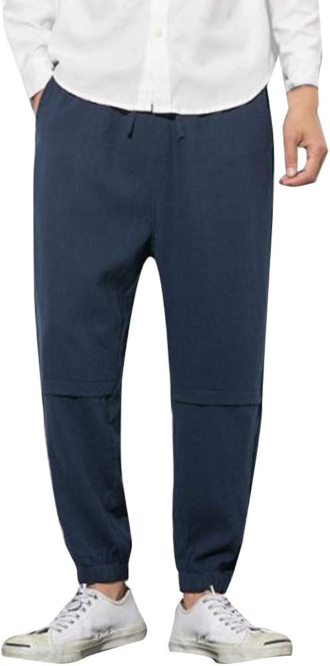 Yeefant アンクルパンツ ロング スキニー メンズ 九分丈 カジュアル ファッションサルエル ファッション 麻 調整紐 通気性 大きいサイズ M 5xl ロングパンツ 通販 Amazon