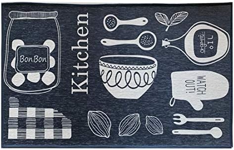 LLRY Washable Kitchen Floor Flannel Rug Non-slip Bath Mat Carpet Door Mats Super Absorbent (Tableware, 50x80cm)