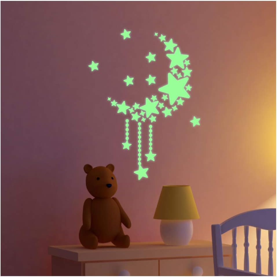 597 Pieces Lune Et Etoiles Phosphorescentes Stickers Muraux Fluorescents Lumineux Autocollant Plafond Pour Chambres Denfants Chambres De Bebes Liesun Stickers Etoiles Autocollants Lumineux Decoration De La Maison Ameublement Et Decoration Nertili Al