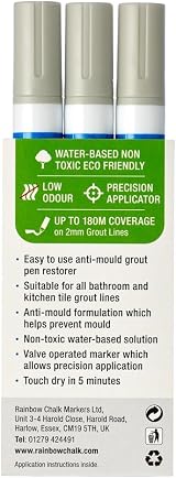 Rainbow Chalk Markers 3 x Light Grey Grout Pens for Tile Restoration view 2