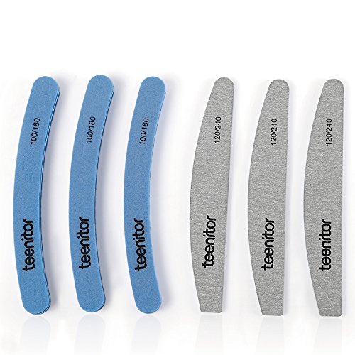 Nail Block Files, Teenitor Manicure Tools with 3 Nail Buffers 100/180 Grits& 3 Nail Files Emery Bords 120/240 Grits for Buffing Shining Polishingï¼Œ6pcs