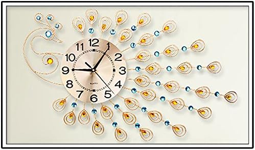 Diamond Embroidery Crystal Bright Rhinestones Peacock Clock Profiled Drill Part Sticky Drill (27.5"x15.7" inch)