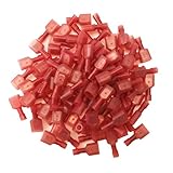 Yueton 100pcs Red 22/18- Gauge Nylon Male Fully-Insulated Quick Disconnects Wiring Spade Wire Crimp Terminal