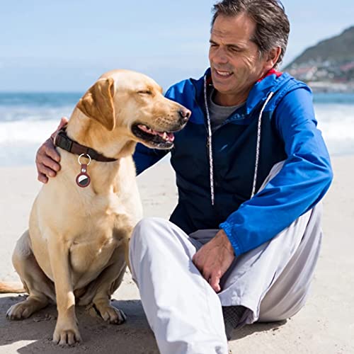 droperprote Protective Leather Case for AirTags,Durable Anti-Lost Anti-Scratch Holder Case for Airtag with Keychain Ring Compatible with Apple Air Tag 2021 for Pets,Keys,Luggage [Red/Wine 2 Pack]