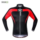 Anhvuu Thermal Fleece Cycling Jersey Shirt Casual Jacket Long Sleeve Black Red Size L