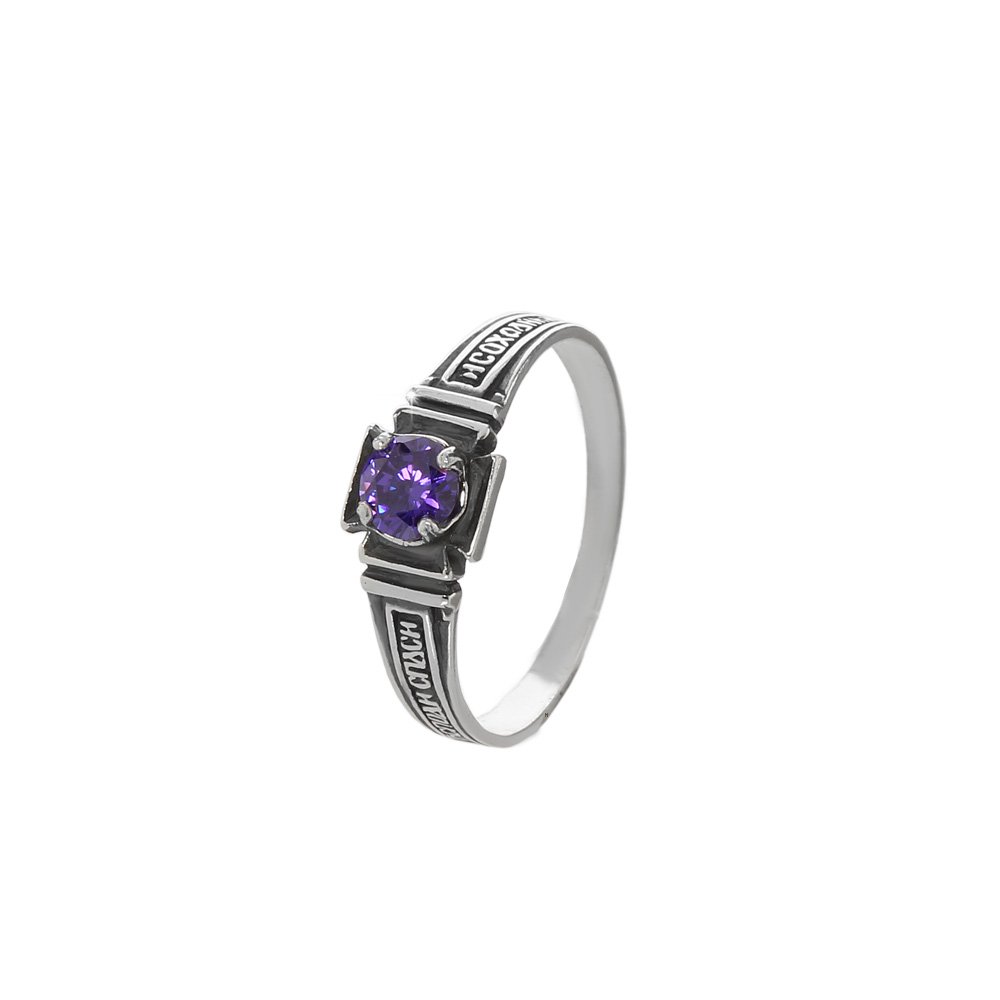 NKlaus sterling silver 925 orthodox ring size 54 (17,0mm) solitaire zircon purple 36200