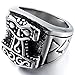 INBLUE Men's Stainless Steel Ring Silver Tone Black Size12