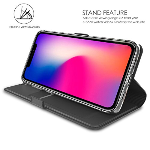 Scheam iPhone Xr Card Holder Case, iPhone Xr Wallet Case Slim, iPhone Xr Folio Leather case Cover Shockproof Case with Credit Card Slot, Durable Protective Case Compatible with iPhone Xr (Black) - Thumbnail 6