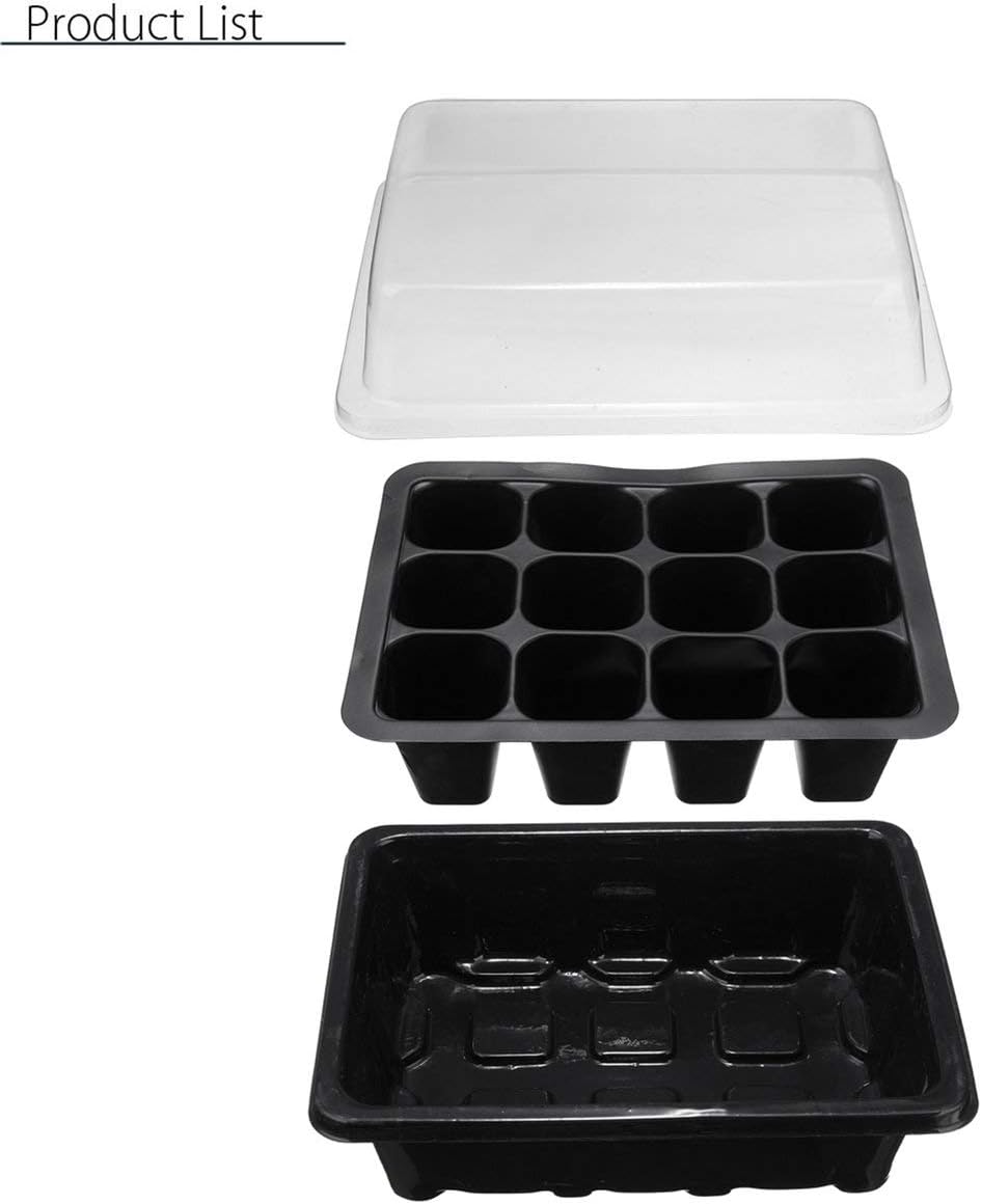 Nursery pot,12 Cell Plug Propagation Box Kit Dome + Tray + Inserts with Holes Propagation Tray Plant Seed Cloning Insert Clone Grow Box
