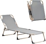 TRIOBLADE Heavy Duty Folding Sun Lounger 22mm Steel Frame 330lbs Grey view 9