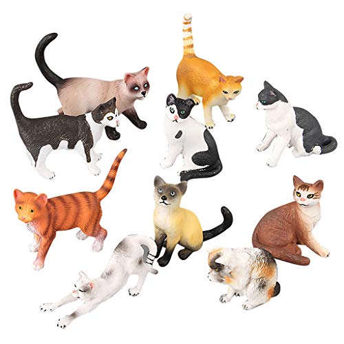 TwJim 10 Styles Realistic Cat Action Figures Toy Set Doll Pet Cat Model for Kids Boys Girls Cake Topper Cake Decoration Accessories - Thumbnail 5