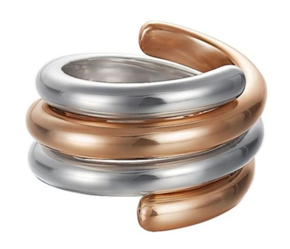 ESPRIT Women's Ring Swiveled 925 Silver Rhodium-Plated, 53 (16.9), Stainless Steel, No Gemstone
