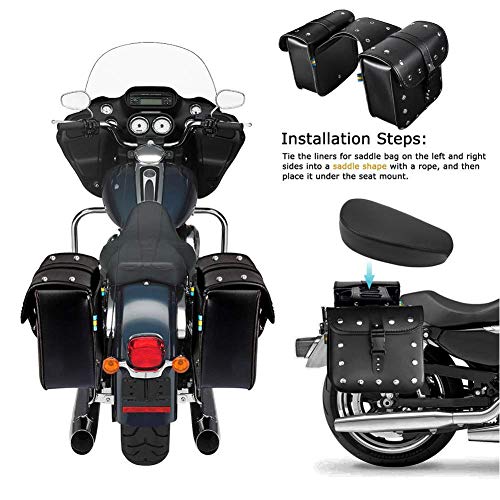 Fancystar 1 Pair Motorcycle Saddle Bags Pannier Bag Waterproof PU Leather Side Bag for Harley Sportster Softail Honda Suzuki Yamaha Cruiser - Thumbnail 3