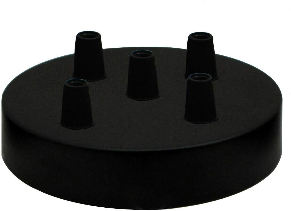 LEDSone Industrial 5 Out Ceiling Rose Light Fitting Ceiling Canopy Light Kit 120mm for Pendant Light Ceiling light Wall lamp Chandelier, Black Single Hole with Ceiling Plate Bracket.