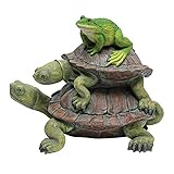 Design Toscano In Good Company Frog and Turtles Garden Animal Statue, 11 Inch, Polyresin, Full Color