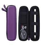 HDE Leather Case for Apple Pencil Smart Pen Stylus Hard Shell Cover Storage Pouch for iPad Pro Pen, Samsung S3 S Pen, Livescribe 3 Smartpen (Purple)