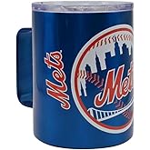 Logo Brands MLB Hype Double Wall Vacuum Insulated 15oz Stainless Steel Mug (New York Mets)