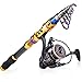 Sougayilang Fishing Rod with Reel Combo H-Shark, Telescopic Spinning Travel Portable Bass Fishing Gear Kits (5.9FT+WQ2000)