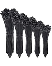 Cable Zip Ties,500 Packs Self-Locking 4+6+8+10+12-Inch Width 0.16inch Nylon Cable Ties,Perfect for Home,Office,Garage and Workshop (Black)
