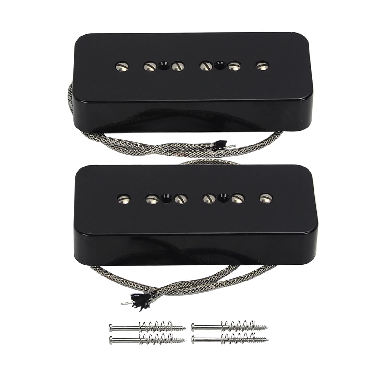 FLEOR Alnico 5 P90 Soapbar Single Coil Pickups Set for LP Electric Guitar, Black