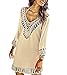 Women's Bathing Suits Cover Up Beach Bikini Swimsuit Swimwear Crochet Dress (One Size, Beige)