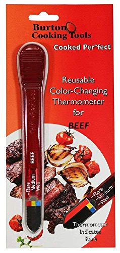 HIC Porcelain Burton Cooked-Perfect Reusable Color-Changing Meat Thermometer For Beef