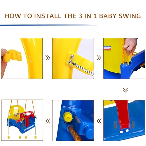 KINSPORY 3 in 1 Children's Swing | Garden Swing for Kids, Baby Swing for Indoor and Outdoor (Blue)