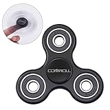 Hand Spinner Fidget Toy, Comroll Tri-Spinner Fidget Toy for Fun, ADD, ADHD, Anxiety, Autism, and Killing Time, Fidget Spinner Black with Ultra Fast Bearing