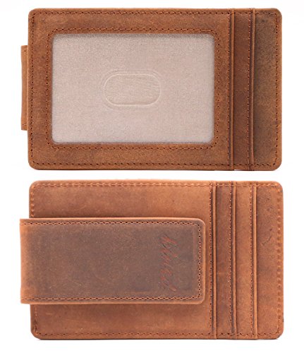 Money Clip, Front Pocket Wallet, Leather RFID Blocking Strong Magnet thin Wallet (one size, Upgrated Version Black Wallet)