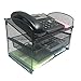 VANRA Metal Mesh Desktop Organizer Telephone Stand Phone Stand File Sorter Desk File Tray Organize File Folder Holder with Drawer, Black