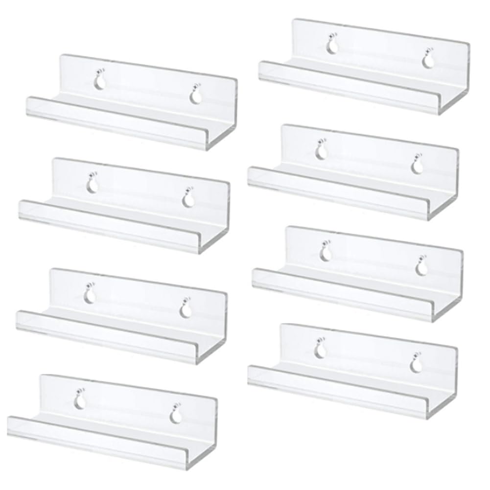 Grnlucja 8 Piece Clear Vinyl Record Shelf Wall Mount - Acrylic Album Holder Display Stand