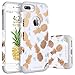 iPhone 8 Plus Case, iPhone 7 Plus Case, BENTOBEN Slim Hybrid Hard PC Cover Silicone Rubber Bumper Gold Pineapple Pattern Design Glossy Shockproof Protective Phone Case for iPhone 7/8 Plus, White/Gray