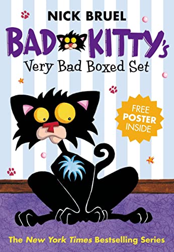 Square Fish Bad Kitty's Very Bad Boxed Set (#1): Bad Kitty Gets a Bath, Happy Birthday, Bad Kitty, Bad Kitty Vs Uncle Murray - With Free Poster!