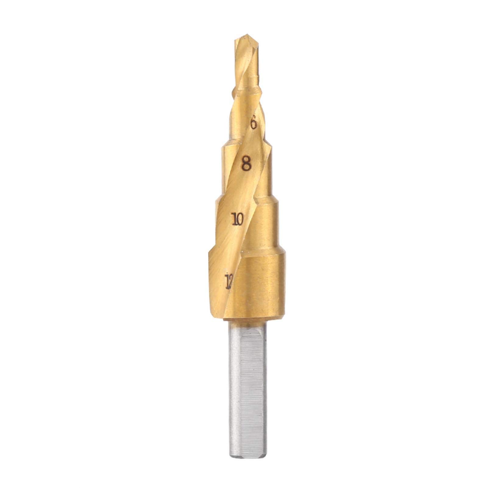 Step Drill Bit, Drill Bit Sharpener, 1pc HSS High Speed Steel Step Drill Bit 4mm-12mm Spiral Flute Triangular Shank Drilling Tool