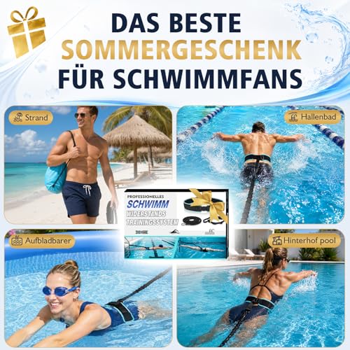 2026 Premium Swimming Belt for Pool, 4-10 m Magnetic Swimming Belt Adult for Pool, Adjustable Swimming Belt with Elastic Rubber Bands, Swimming Aid Suitable for Swimming Training
