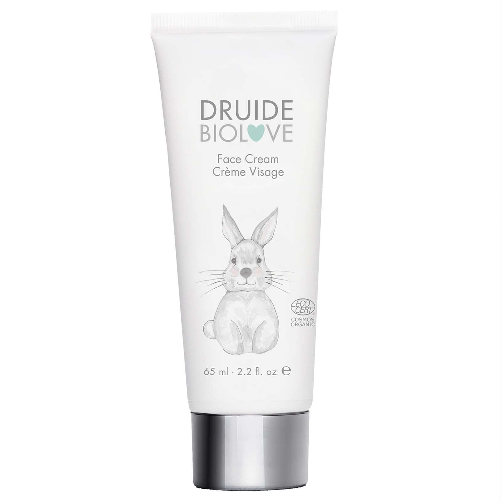 Druide Biolove Organic Face Moisturiser for Kids Repairs Dry Sensitive Skin with Nourishing Aloe Vera Soothing Chamomile, Fragrance-free 65 ml