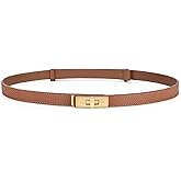 HATOFES Women Ladies Adjustable Skinny Leather Belt Solid Alloy Turn Lock Slim Thin Waist Belt For Dresses Jeans Pants