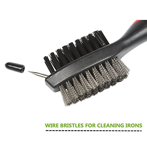Hsxfl Golf Club Brush with Groove Cleaning Spike, 2 Ft Retractable Cord and Clip.Lightweight and Stylish, Ergonomic Design, Easily Attaches to Golf Bag (Black) - Thumbnail 3