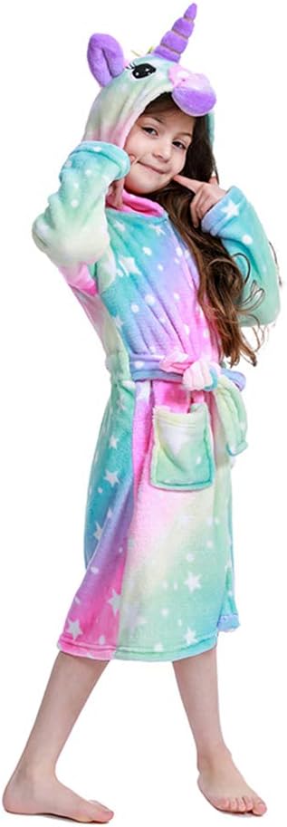 2019 Newest Unicorn Bathrobe for Girls,Premium Flannel Hooded Robe-Unicorn Gifts