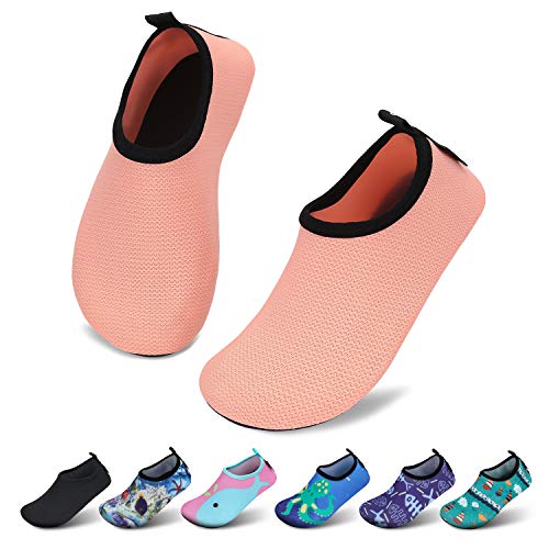 51H8Zqpet6L Saguaro Mädchen Badeschuhe Kinder Aquaschuhe Jungen Schnell Trocknend Strandschuhe Atmungsaktiv Wasserschuhe Surf Yoga Neoprenschuhe,Pink Gewellt,Gr.24/25 Eu