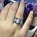 FlameReflection Black Stainless Steel Marquise Cubic Zirconia Wedding Ring Set Women Black White Stud Earrings Customized Engraving