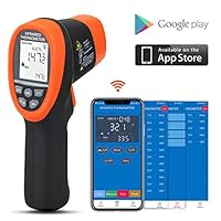 BTMETER BT-985CAPP Bluetooth 12:1 Digital Infrared Thermometer Temp Range -58℉~1472℉(-50℃～800℃) Non Contact IR Temperature Gun Tester with Backlit MAX/MIN/AVG for Kitchen Food Cooking HVAC Automotive