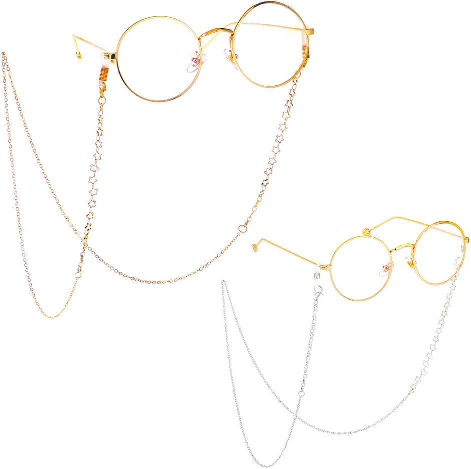 Glasses Chain Eyeglass Neck Cord String Sunglasses Lanyard Retainer Strap Spectacle Holders, Gold and Silver