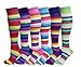 6 Pairs Women's Fancy Design Multi Colorful Patterned Knee High Socks