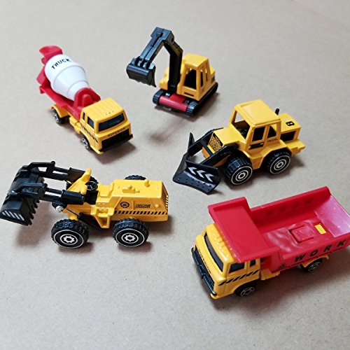 M-jump 5 PCS Mini 1:72 Scale DIE-CAST Metal Construction Engineering Vehicle Toys Set for kids - Excavating trucks, Bulldozers, Truckshovel, Clay truck, Dump trucks