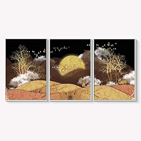 Framed Canvas Wall Art for Living Room, Bedroom Abstract Landscape Dream Place Canvas Prints for Home Decoration Ready to Hanging - 16"x24"x3 Panels