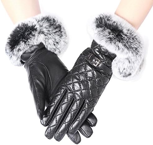 ICRGREY Womens Leather Gloves Texting Touch Screen Gloves Warmest Mittens Black XL