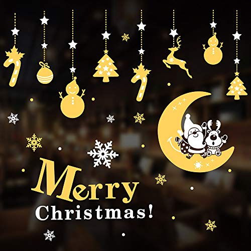 Pgojuni Merry Christmas Decorations Wall Stickers Merry Christmas Garland Wall Murals 1PC (L)