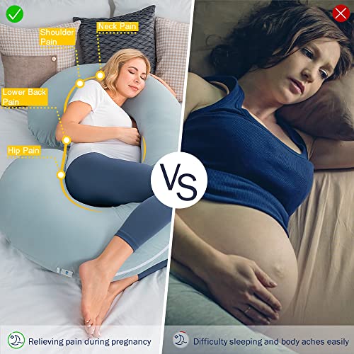 INSEN Pregnancy Pillow, Cooling Pregnancy Body Pillow with Jersey Cover